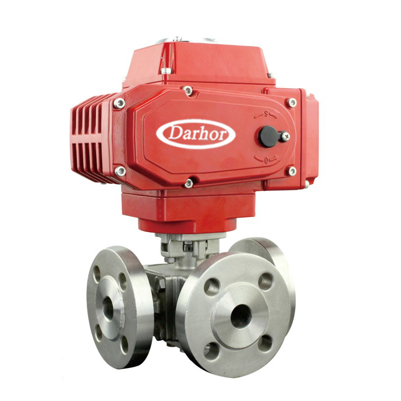 Electric 3 way Flange Ball Valve