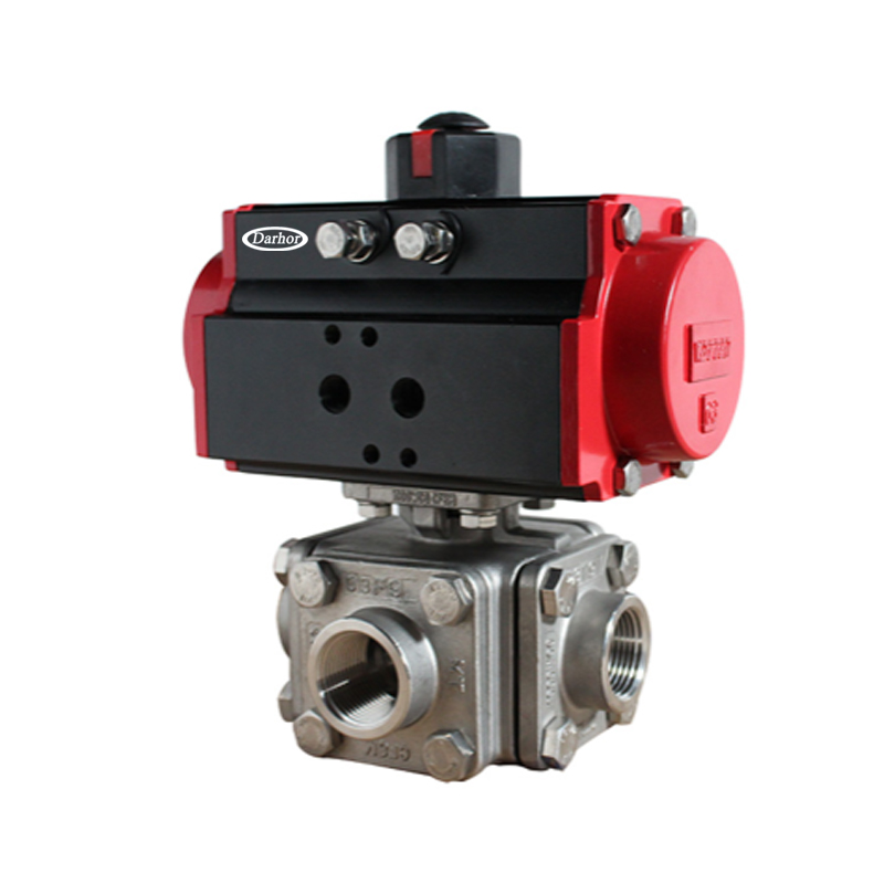 Pneumatic 3 way Thread Ball Valve